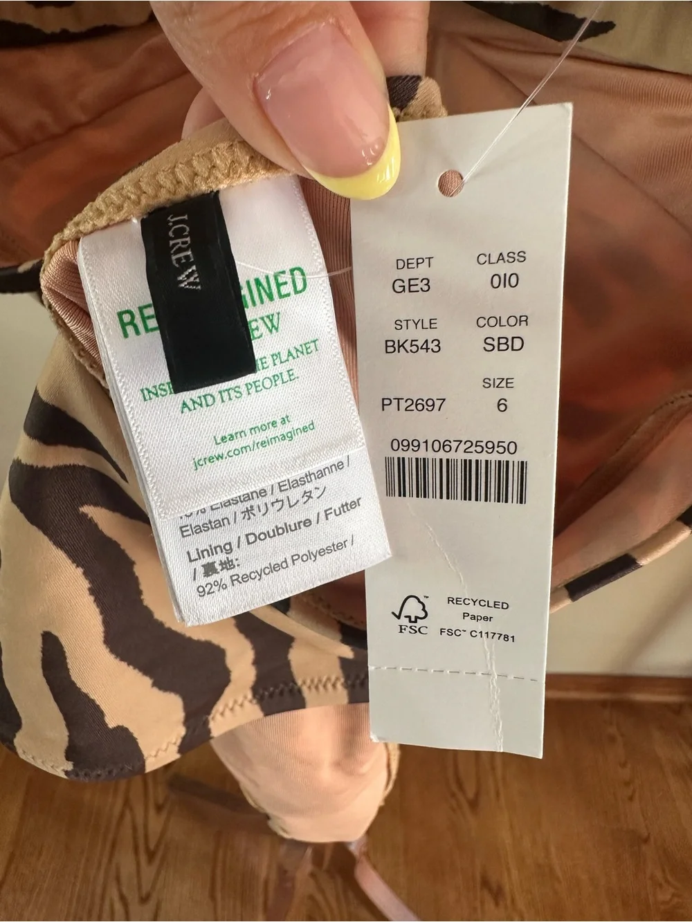 J. Crew Zebra-Print One-Piece Swimsuit in Beige and Black
